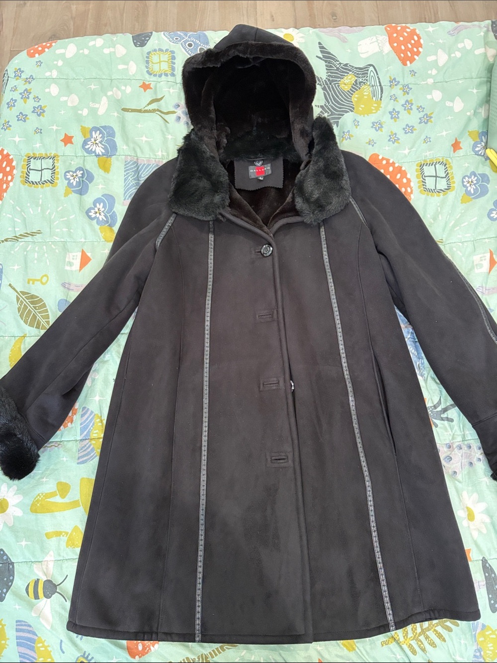 Gallery Black faux fur black coat